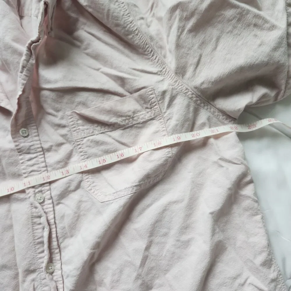 George Men's Light Pink Cotton Button Down Shirt Short Sleeve Size L